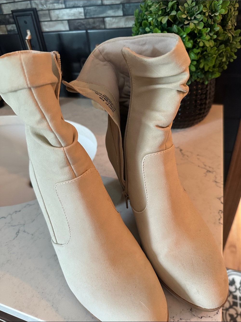 Kim Rogers Taupe Slouch Block Heel Ankle Boots - Picture 2 of 3